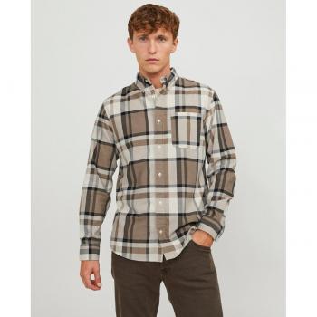 Jack & Jones - Camisa a cuadros comfort fit de hombre en color marrón con estampado de cuadros y cierre con botones