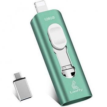 Looffy Memoria USB 3.0 para iPhone iPad 128gb, 4 en 1 Pendrive para Movil Android, Dispositivos Tipo C USB C 128gb, Memoria USB Stick Flash Drive para Smartphone y Computadora