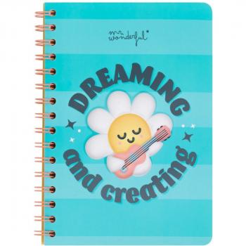 Libreta A5 Margarita 3D Mr Wonderful: Dreaming and creating, tamaño 14x21 cm, grosor 1 cm