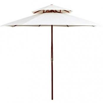 vidaXL Sombrilla Doble 270x270cm Crema Parasol Pedestal Toldo Cubierta Jardín