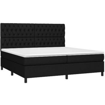 Cama box spring colchón y luces LED tela negro 200x200 cm vidaXL - Negro