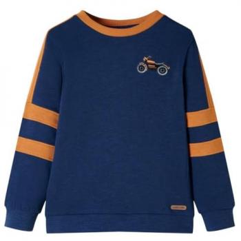 Sudadera Infantil Jersey Azul Añil 140 Manga Corta Cuello Redondo Bordes de Punto Diseño de Motocicleta