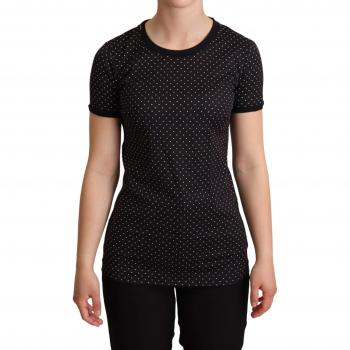 Dolce & Gabbana Black Dotted Crewneck Cotton T-shirt - IT38|XS, Female, Size: 2XS