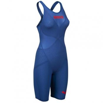 Bañador de competición Powerskin Carbon Glide OB Arena para mujer, color azul y rojo, talla 28