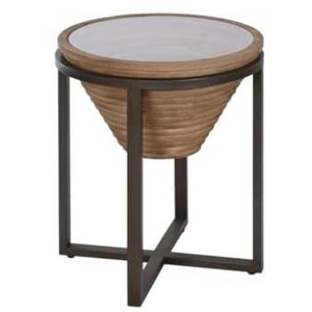 Mesa Auxiliar Home ESPRIT Negro Natural con Cristal de Abeto 46 x 46 x 55,5 cm