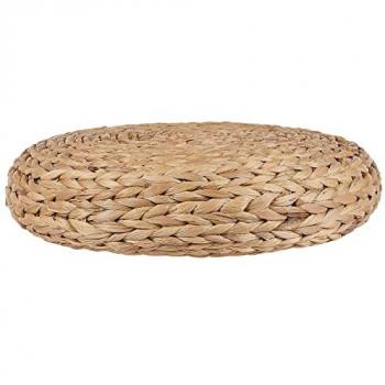 Puf Redondo de Jacinto de Agua Natural 40 x 40 x 10 cm Estilo Boho Moderno