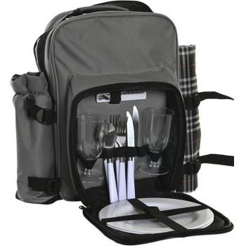 Mochila Set de Picnic Fíjalo 9 Poliéster 28,5x20x39 cm Gris Oscuro
