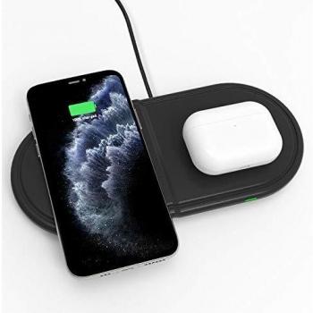 Kdely Cargador inalámbrico Rápido 2 en 1 Qi Wireless Charger 7.5W para iPhone 11/11 Pro/11 Pro MAX/XS/XS Max/XR/X/8/8+/Airpods Pro, Samsung Galaxy S20 ultra/S20/S20+/S10/S10e/S9/S8/S7/Note 10/10+/9/8
