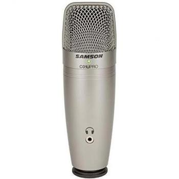 Samson C01U Pro - USB Studio Condenser Microphone with a Headphone Output for Zero-Latency Monitoring - Silver
