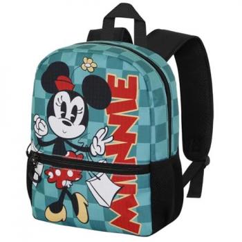 Mochila Escolar Oficial Minnie Mouse Sweet Indigo 31x26x11cm, Turquesa, Capacidad 9.5L, Para Niños y Niñas