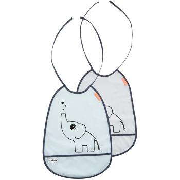 Done by deer 10640 - Pack 2 baberos con diseño elefante, color gris y azul