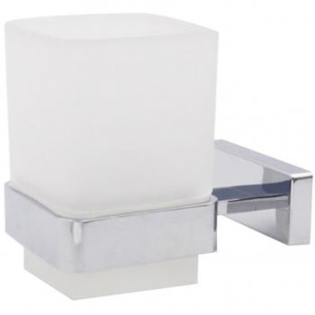Vaso para cepillos de dientes cromo brillante y vidrio esmerilado