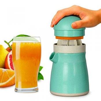Exprimidor de limón, Exprimidor de Naranja, Exprimidor de Lima, Funria 2-en-1 Exprimidor Manual sin BPA para Cítrico de Naranja y Lima con Taza Para Servir Hecho con Paja de Trigo Biodegradable