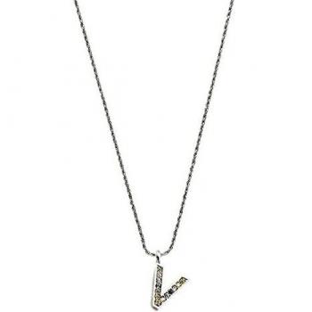 Gargantilla Pertegaz colección INICIALES mujer 41 cm. metal rodiado inicial V 1.5 cm. circonitas