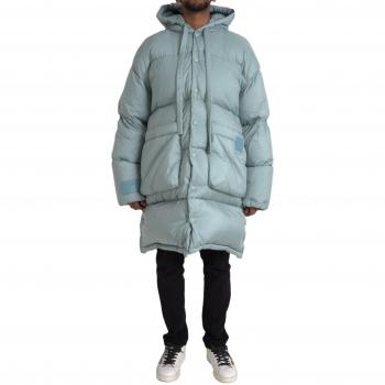 Dolce & Gabbana Light Blue Quilted Hooded Puffer Jacket Men - IT50 | L