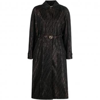 Fendi Women's FF Jacquard Trench Coat in Brown | Size 40 | FF8998AM3U Color F0TU7