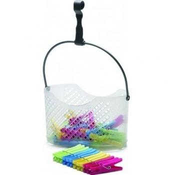 CESTO REGIDO CON 24 PINZAS 22X13X12CM