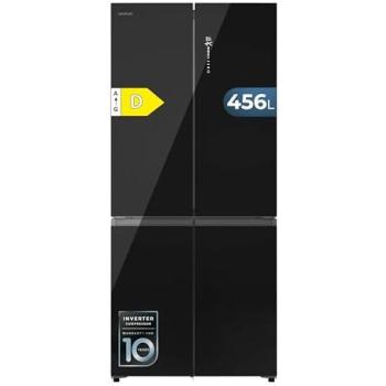 Frigorífico Americano 4 Puertas Semi Integrable Cecotec Bolero CoolMarket 456L Negro Vidrio D, Extra Capacidad, Silencioso