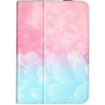 Funda Tablet 10'' Plumas Rosa Azul con Soporte y Cierre Elástico