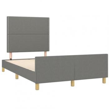 Estructura de cama sin colchón tela gris oscuro 120x190 cm con cabecero, somier armazón de listones, marco base de cama, mueble para dormitorio