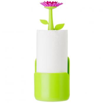 VIGAR Flower Power Portarollos de Cocina, Verde/Magenta, 15 X 15 X 40 cm