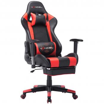 EAVANCEL Silla Gaming Sillones de Oficina Reclinable Ergonomica con Reposapiés Retráctil con Masaje Lumbar para Gamer