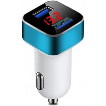 Cargador de Coche USB Dual 5V 3.1A con Pantalla Digital, Aleación de Aluminio y ABS, Carga Rápida, Accesorios Universales para Interior de Vehículo
