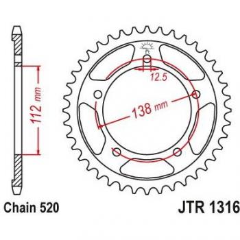 Corona JT Sprockets Acero 520 JTR1316.38 Plateado
