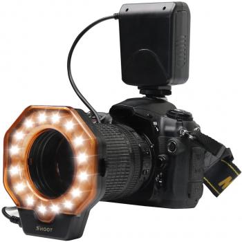 SHOOT XT-103C Macro LED de Luz de Flash de Anillo para Canon 5D Mark III 5D Mark II 650D/T4i 600D/T3i 550D/T2i 1100D/T3 60D 7D Nikon D7000 D3200 D3100 D5100 D5000 Olympus Pentax Cámaras SLR se Adapta a Todas las Lentes de Diámetro de 52mm 55mm 58mm 62mm