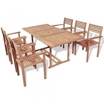 7-Piece Solid Teak Wood Outdoor Dining Set