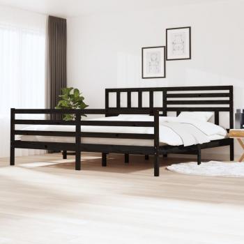 Estructura de cama de madera maciza negra 200x200 cm