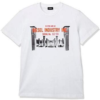 Diesel Iconic Print Cotton Crew Neck T-Shirt for Men - White - Size 2XL