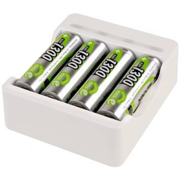 Cargador Ansmann Basic IV con 4 Baterías AA de 1300mAh, USB, Compatible con NiCd y NiMH