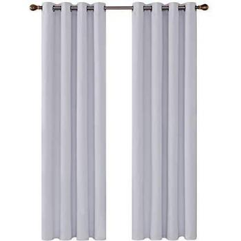 Deconovo Cortinas Termicas Aislantes Dormitorio Moderno Decoración para Ventanas Habitacion Moderna 2 Paneles 140 x 245 cm Gris Blanco