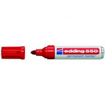 Edding 550-002 - Marcador permanente con punta redonda, 3 - 4 mm, 10 unidades, color rojo