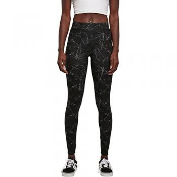 Urban Classics Ladies Soft AOP Leggings - Blackmarble, Size M, 92% Polyester, 8% Elastane, Jersey