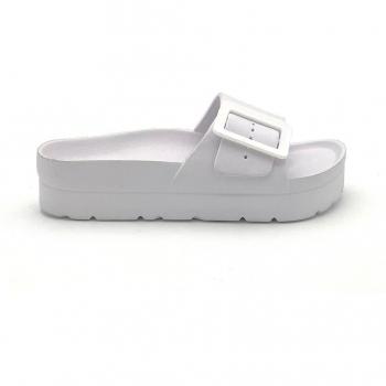 Sandalia de goma para la playa con hebilla ajustable marca Kelara, Chanclas de mujer de goma con plataforma KELARA