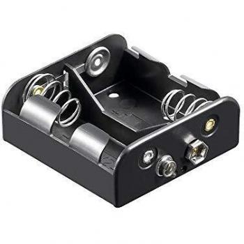 Portapilas para 2 Pilas FR14/HR14/LR14 Negro