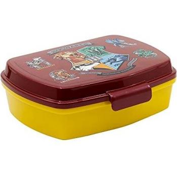 Sandwichera y lonchera Harry Potter Hogwarts Shields, incluye diseño de escudos de las casas de Hogwarts, material resistente, capacidad para un sándwich y snacks, fácil de limpiar y apta para llevar al colegio