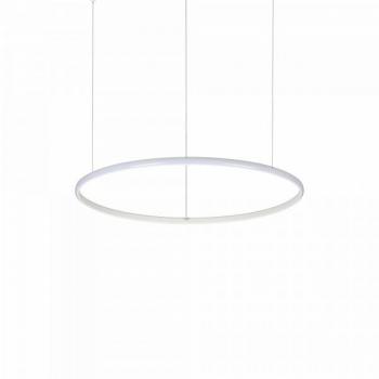 Lámpara colgante LED integrada Hulahoop 1 bombilla, metal, aluminio y plástico blanco, decorativa redonda, 3000K