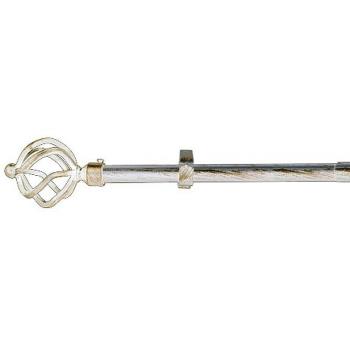 Barra Cortina Extensible Metal Ø 19 mm. Extensible 2,0/3,8 Metros Marfil Oro Piña Sin Anillas