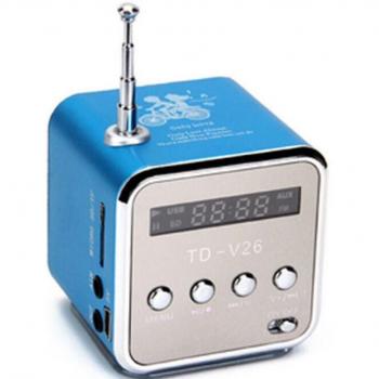 Mini Altavoz Portátil con Radio, Pantalla, Reproductor MP3 y Slot para Tarjeta - Azul
