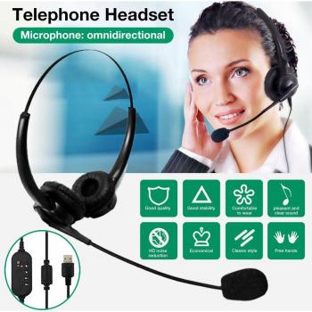 Auriculares HT103U USB con Micrófono, Cancelación de Ruido, Auriculares con Cable para Ordenador