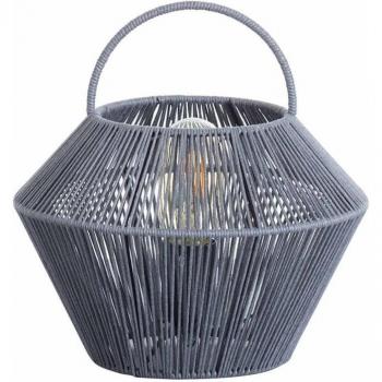 Lámpara de Mesa 7hSevenOn Deco Shaoran Mediterráneo Gris E27 40W Papel Trenzado y Ratán Ø24x24,5 cm