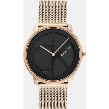 Calvin Klein - Reloj de hombre Iconic 25200029 de malla de acero rosa, analógico, color negro