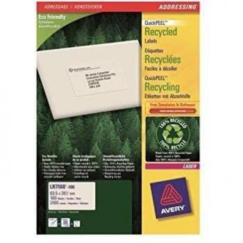Etiqueta Direcciones Recycled Avery LR7160-100 63.5x38.1mm Blanca - Caja de 2100 Unidades