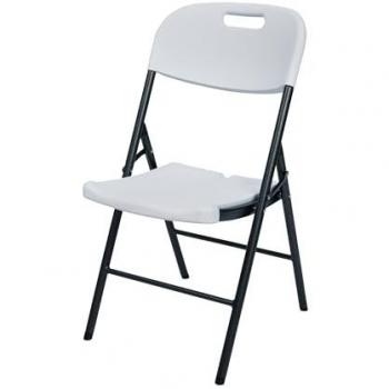 Silla Plegable Blanca Cofan - Silla plegable adecuada para interiores y exteriores, color blanco, medidas: 46 x 53 x 86 cm, venta unitaria