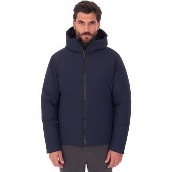 Blue Hooded Wind Jacket for Men - Save The Duck, Short Padded Design, Size XL