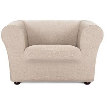 Funda sofá Chester bielástica 1 plaza Jaz, color Beige, dimensiones 110 x 100 x 130 cm, fabricada en material bielástico, compatible con sillones tipo Chester y Klippan