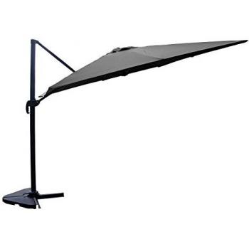 Parasol excéntrico rectangular 3x4 m gris rotativo 360° Cesare